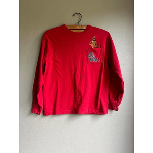 Warner Bros Scooby Doo "Here Comes Trouble" Red Long Sleeve‎ Shirt Kids XL 14/16